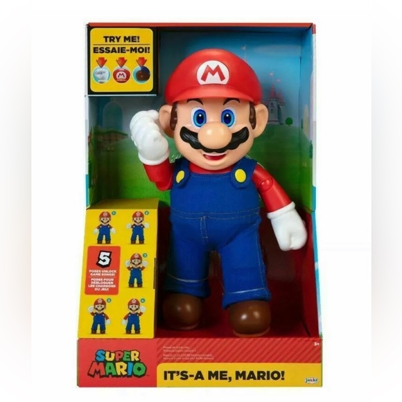 Nintendo SUPER MARIO It's-A Me, Mario! Collectible Action Figure in Red/Blue - Picture 3 of 16